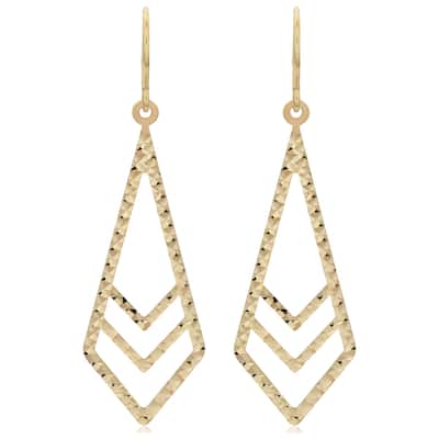 Fremada 10k Yellow Gold Diamond-cut Surfaced Inverted Kite Dangle Earrings