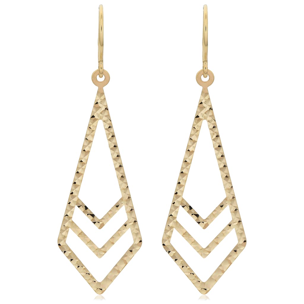 Fremada 10k Yellow Gold Diamond-cut Surfaced Inverted Kite Dangle Earrings