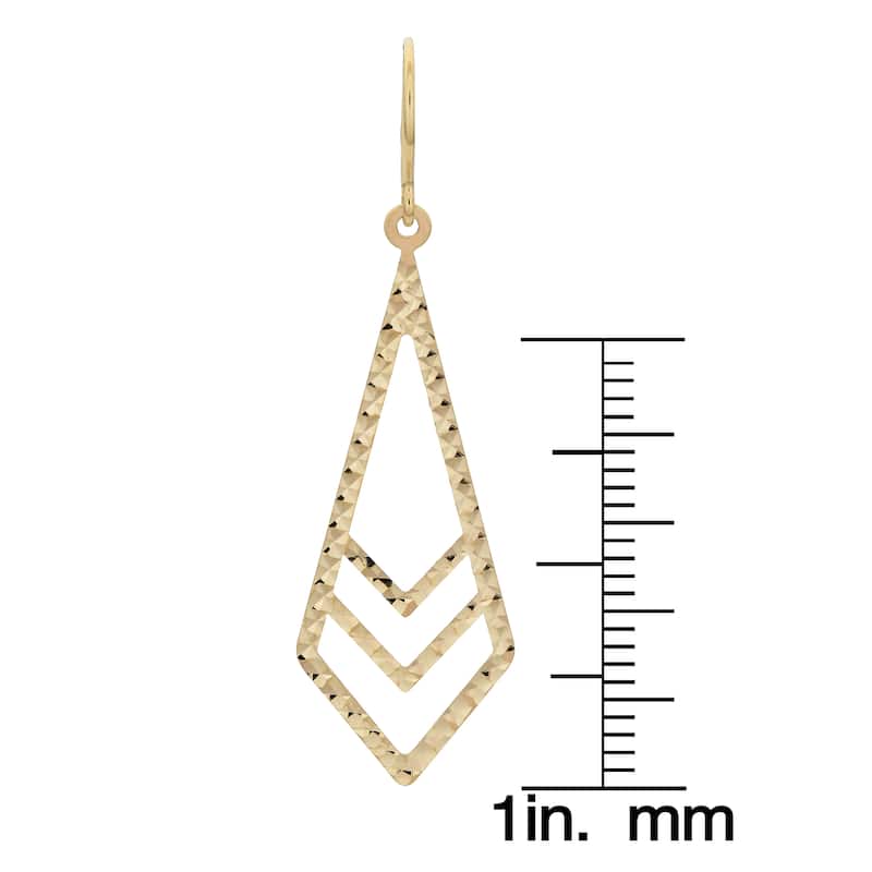 Fremada 10k Yellow Gold Diamond-cut Surfaced Inverted Kite Dangle Earrings