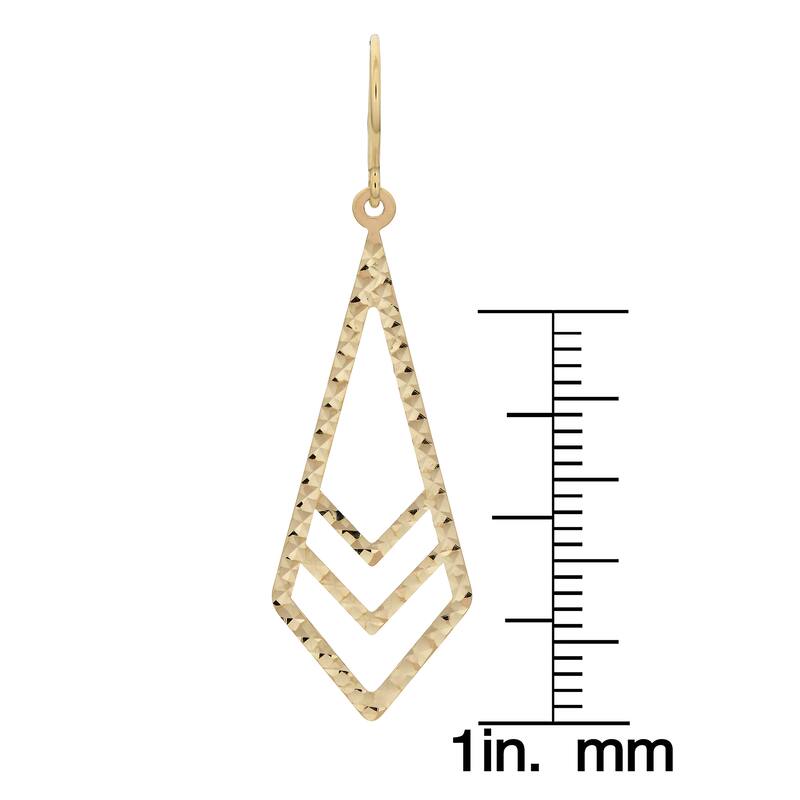 Fremada 14k Yellow Gold Diamond-cut Surfaced Inverted Kite Dangle Earrings