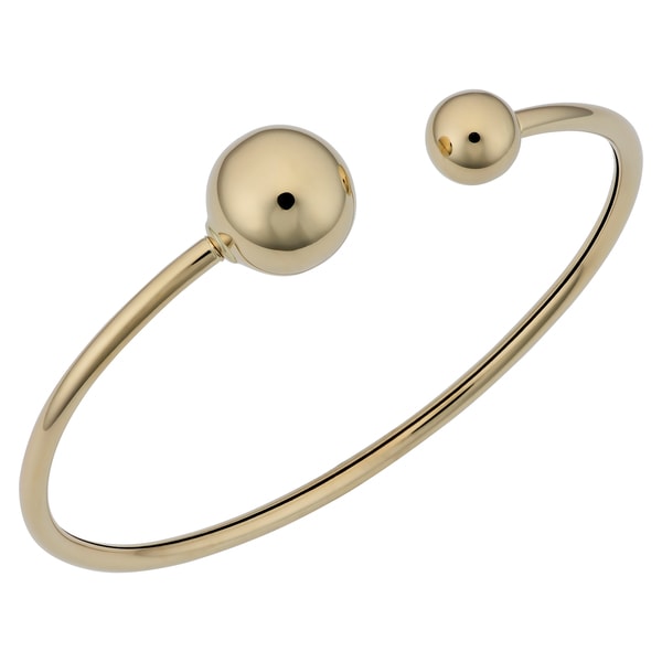 Shop Fremada 14k Yellow Gold High Polish Screw Ball Open Cuff Bangle