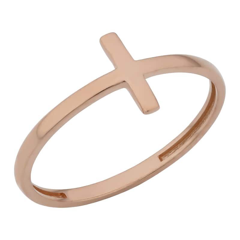 10k Yellow, White or Rose Gold High Polish Cross Ring