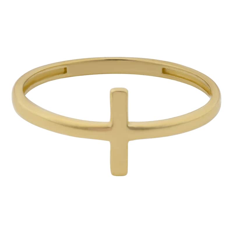 10k Yellow, White or Rose Gold High Polish Cross Ring - Yellow - 7