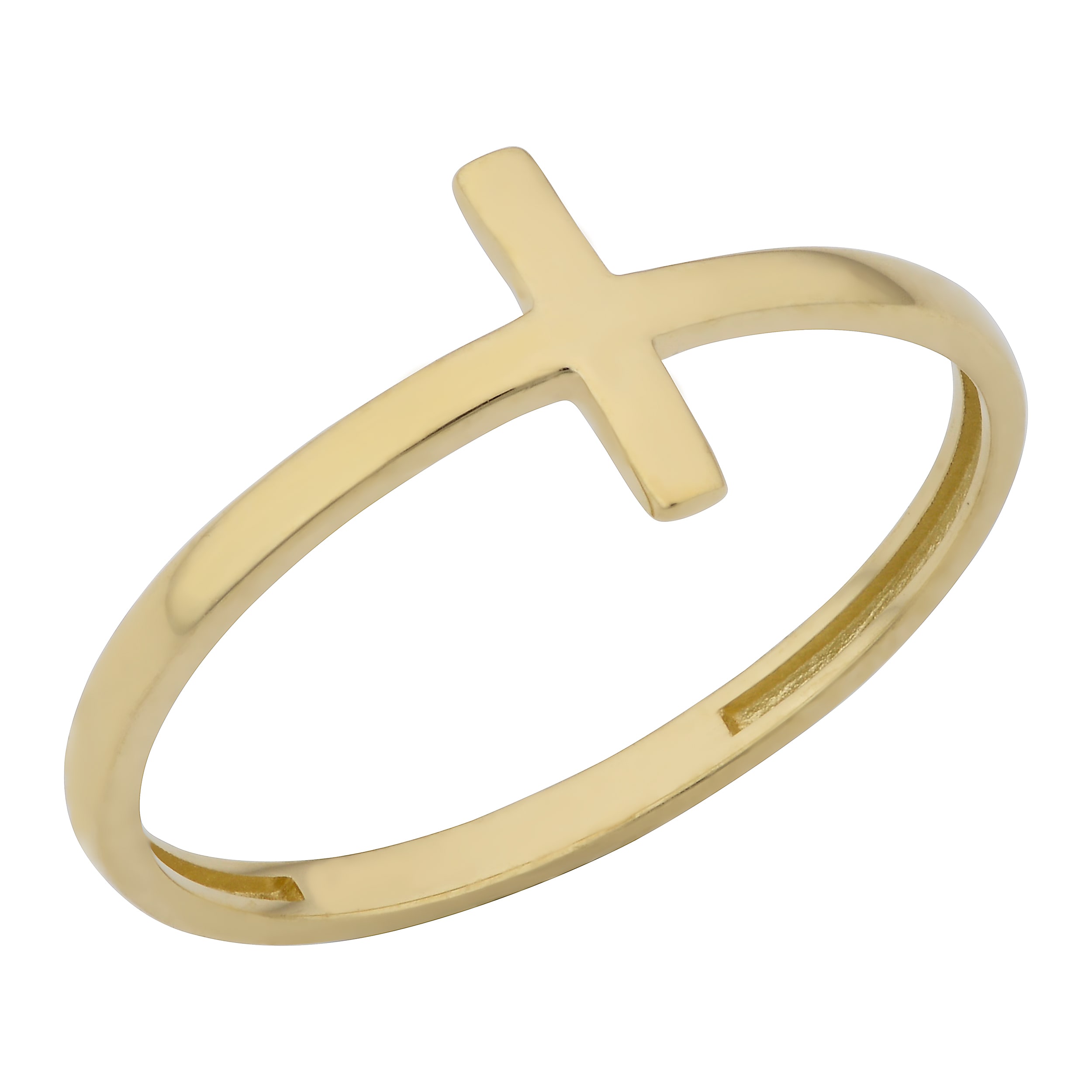 Au Naturale 10k Yellow, White or Rose Gold High Polish Cross Ring