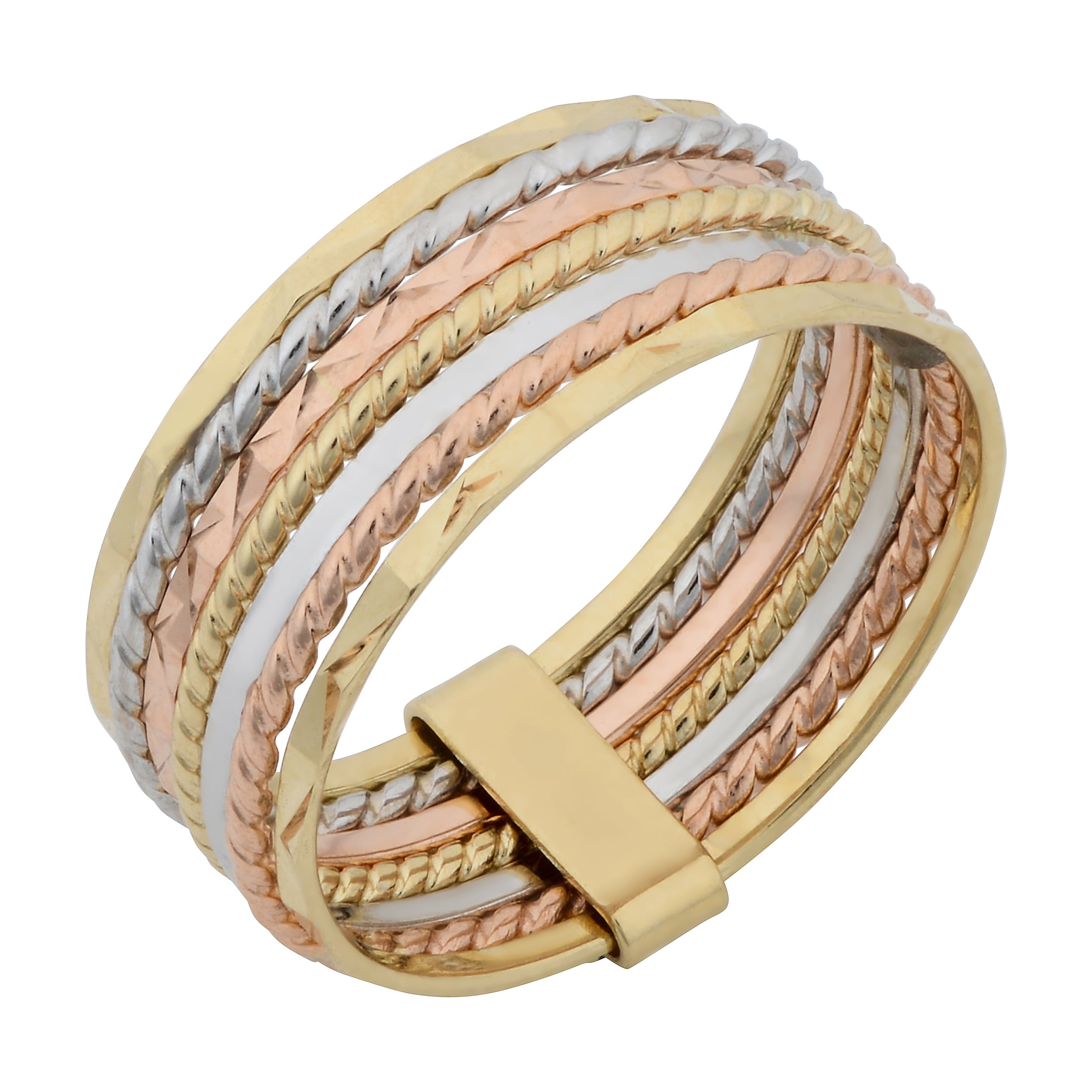 Au Naturale 14k Tricolor Gold 6.7-mm Seven Days Stack Ring