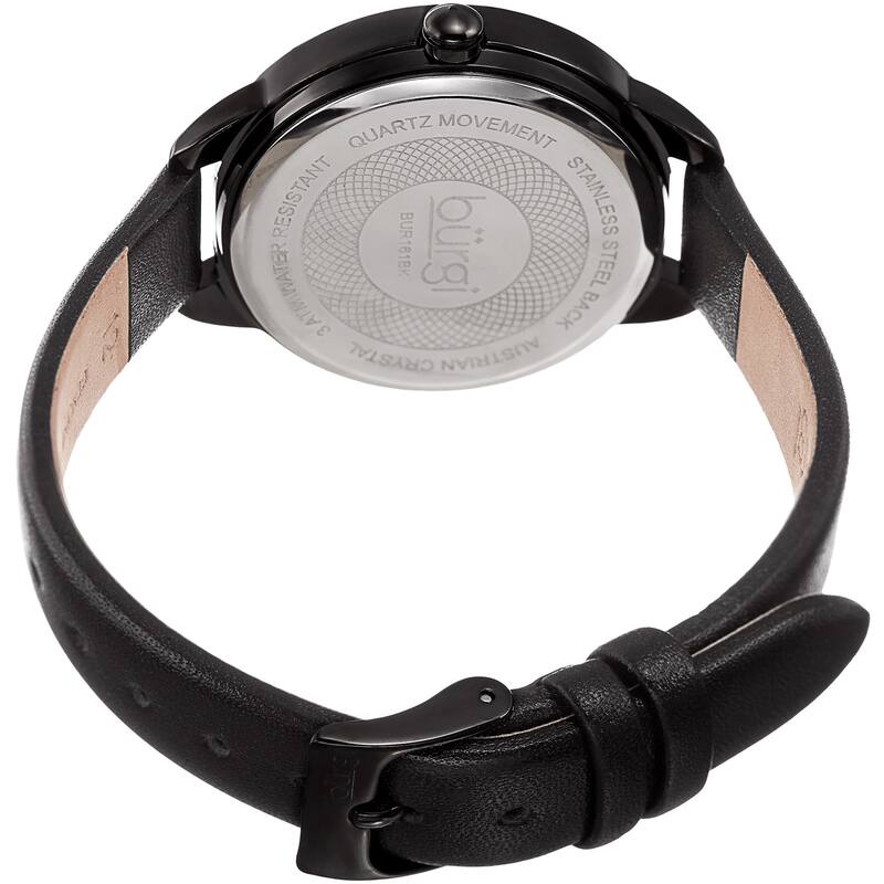 Burgi Women's Quartz Swarovski Crystal Watch with Leather Strap