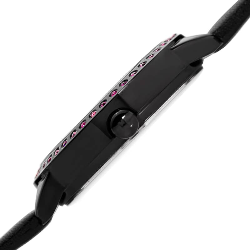 Burgi Women's Quartz Swarovski Crystal Watch with Leather Strap