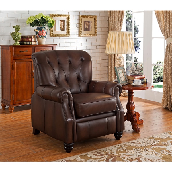 Shop Carolina Top Grain Leather Pushback Recliner with Memory Foam