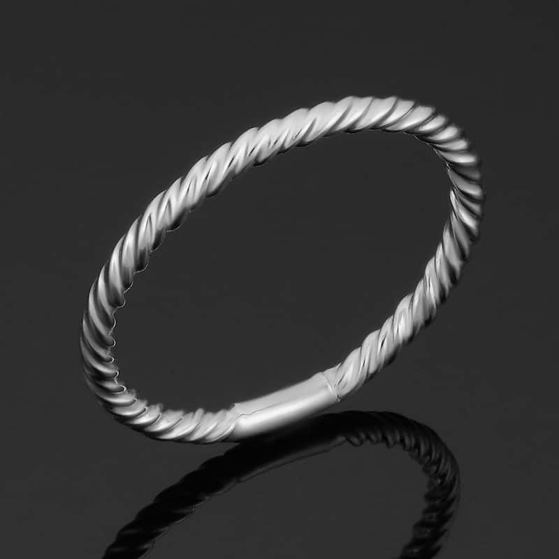 Fremada 14k Gold High Polish RIbbed Design Ring (Yellow, White or Rose Gold) - White - 6
