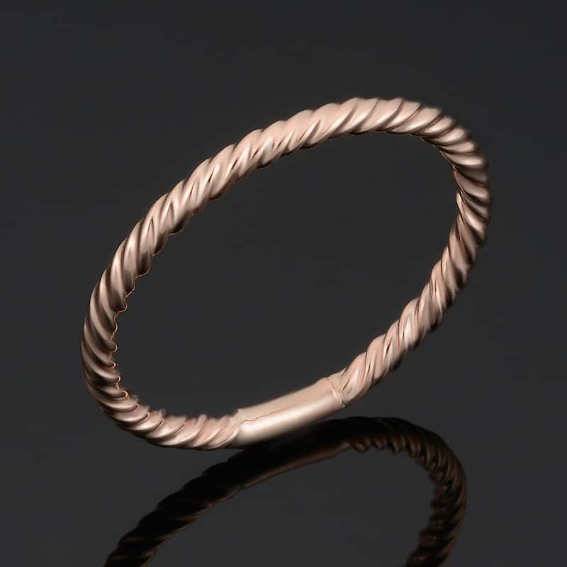 Fremada 14k Gold High Polish RIbbed Design Ring (Yellow, White or Rose Gold) - Rose - 6