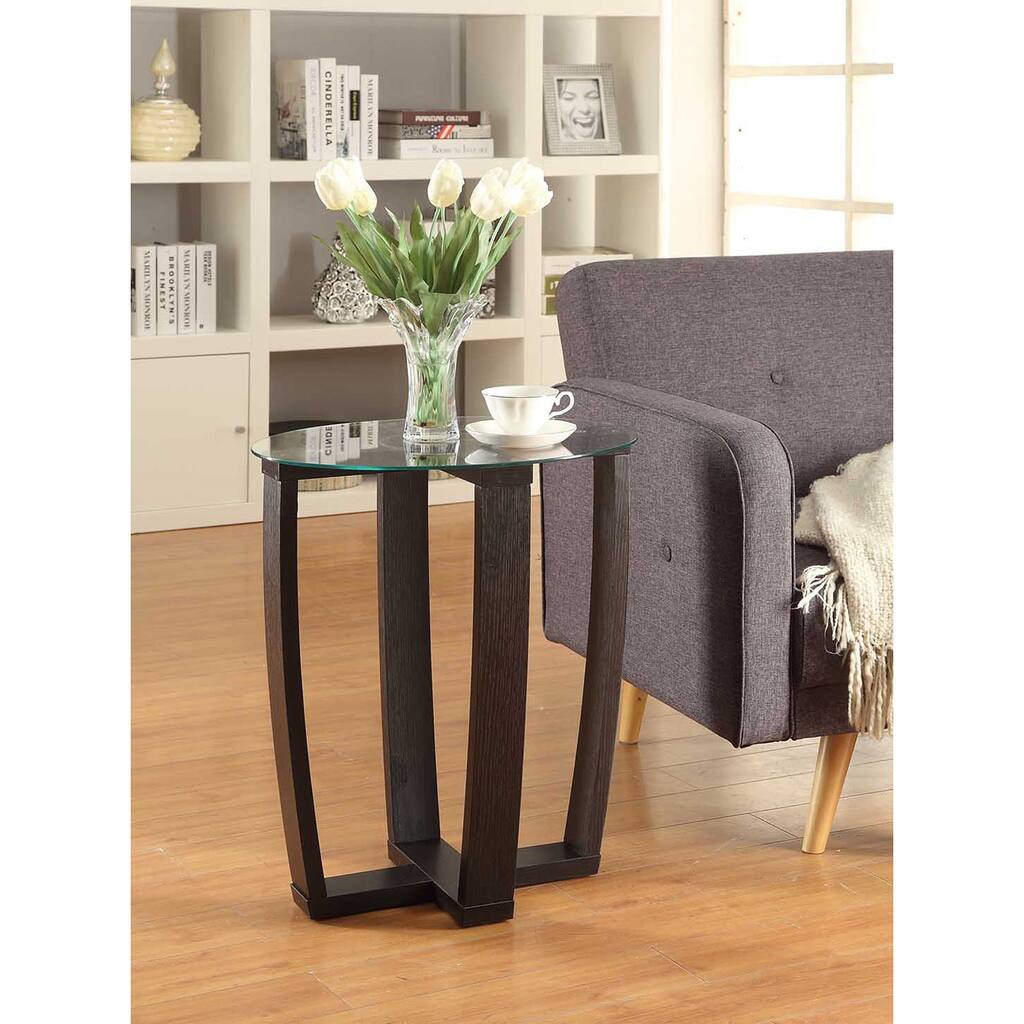 Newport Glass and Wood Chairside Table