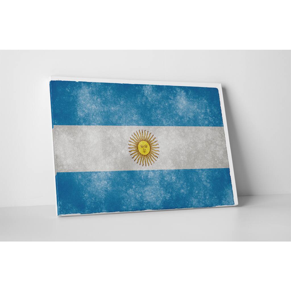 Flags 'Vintage Argentina Flag' Gallery Wrapped Canvas Wall Art - Blue