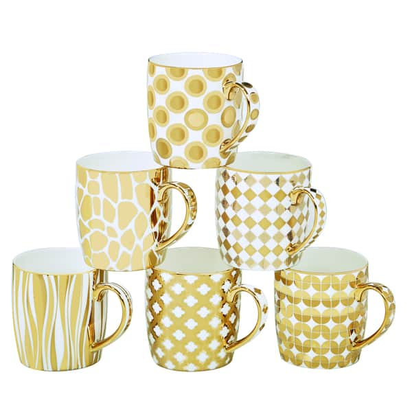 Gold Geo Coffee Cups - Set of 6