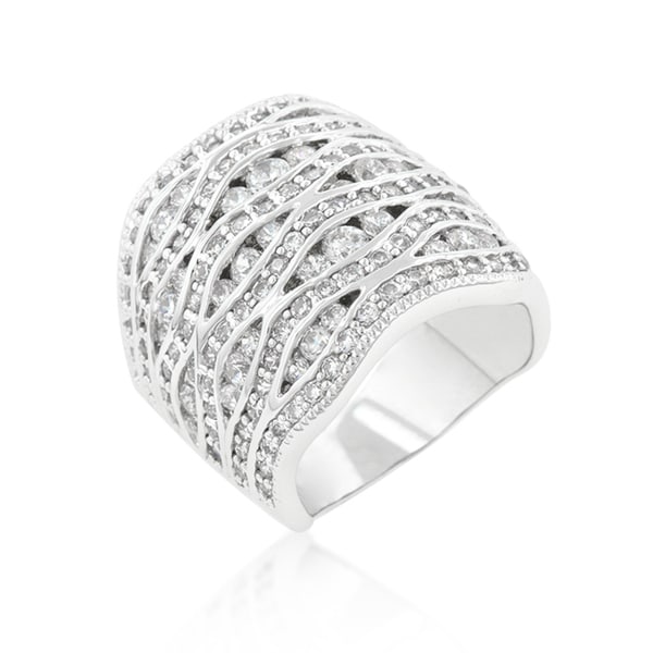 Kate Bissett Cubic Zirconia Pave Abstract Ring - White