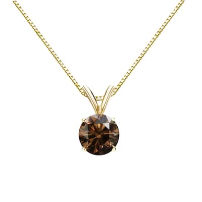 Auriya 3/4ctw Solitaire Brown Diamond Necklace 14k Gold (SI1-SI2)