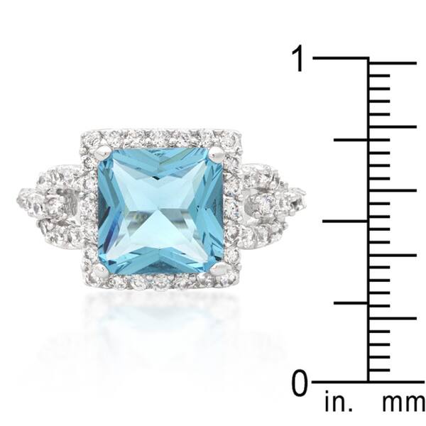 6.2ct Aqua CZ Rhodium Plated Classic Cocktail Ring 6.2ct Aqua CZ Rhodium Plated Classic Cocktail Ring