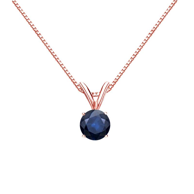 Auriya 14k Gold Blue Sapphire Solitaire Necklace 1/3ctw