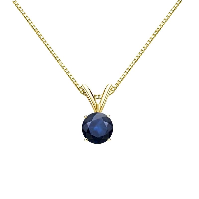 Auriya 14k Gold Blue Sapphire Solitaire Necklace 1/3ctw