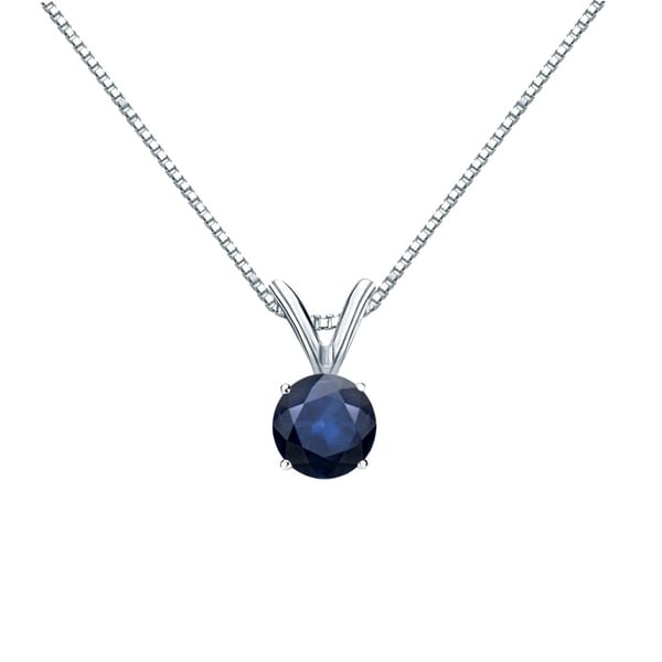 Auriya 14k Gold Blue Sapphire Solitaire Necklace 1/3ctw. Opens flyout.