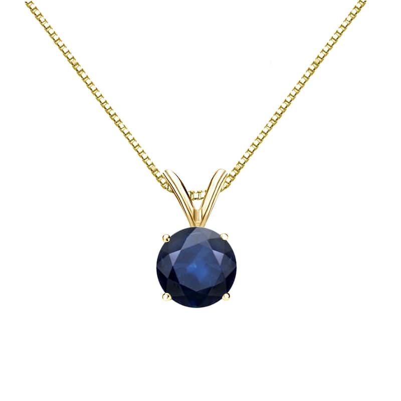 Auriya 3/4ctw Solitaire Blue Sapphire Gemstone Necklace 14k Gold - Yellow