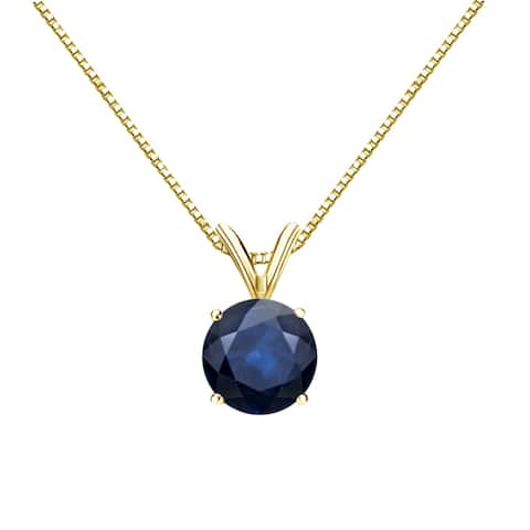 Auriya 14k Gold Blue Sapphire Solitaire Necklace 1ctw