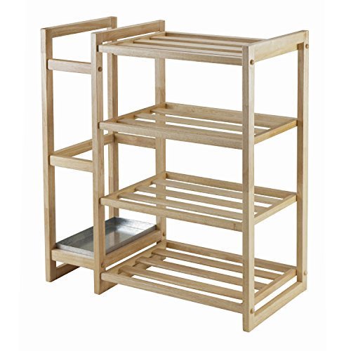 Shop Black Friday Deals On Isabel Natural Finish Shoe Rack With Umbrella Stand And Tray Overstock 12072509