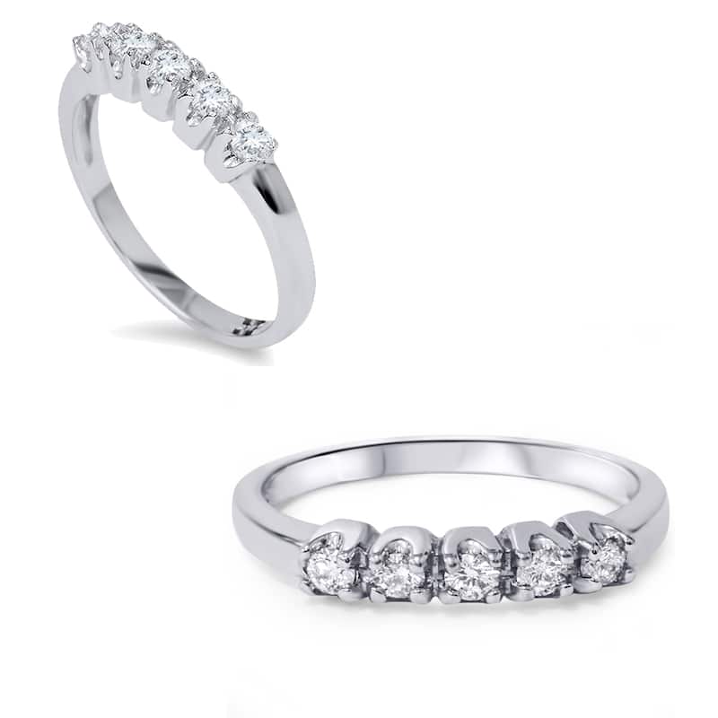 10k White Gold 1/2ct TDW 5-stone Diamond Wedding Ring