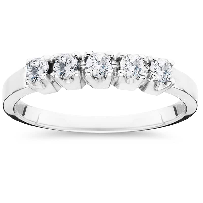 10k White Gold 1/2ct TDW 5-stone Diamond Wedding Ring - 4
