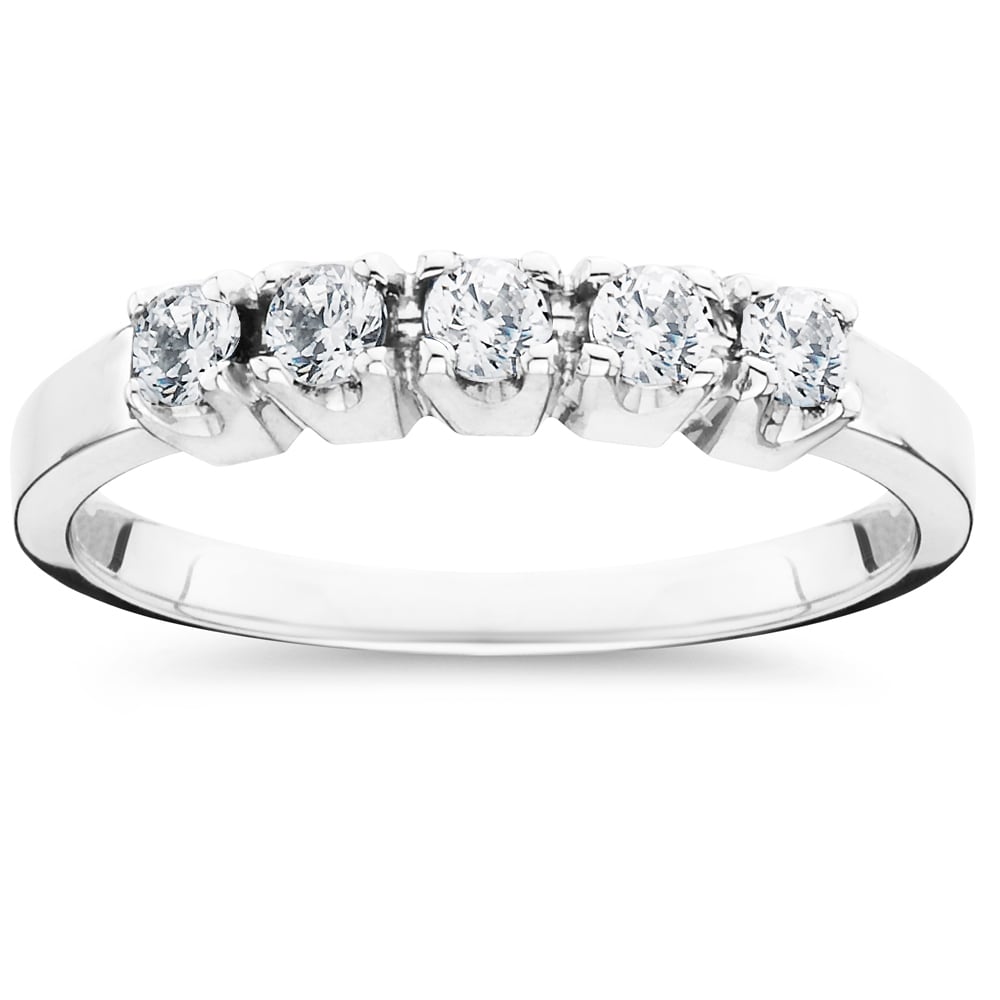 Bliss Diamond 10k White Gold 1/2ct TDW 5-stone Diamond Wedding Ring