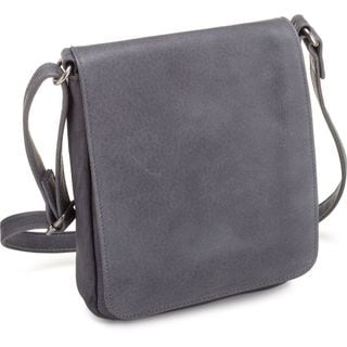 gray leather messenger bag