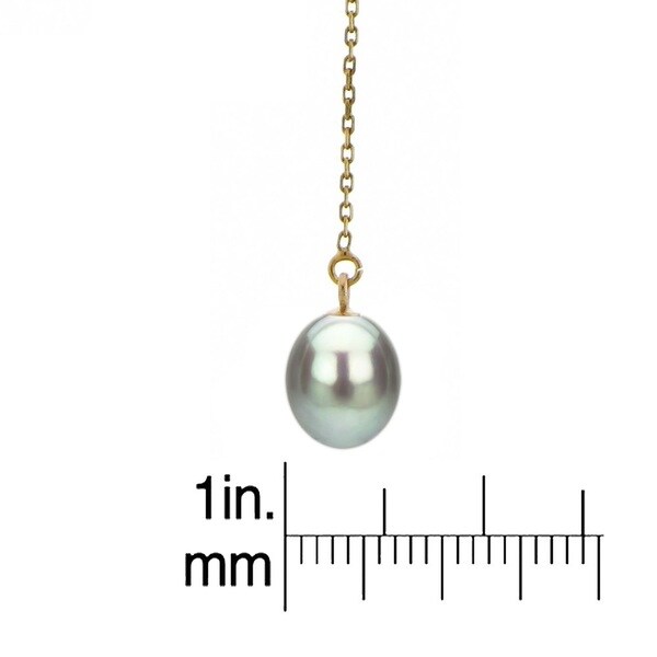 DaVonna 14k Yellow Gold 7-8mm Grey Cultured Freshwater Pearls Cable Chain Hoop Dangle Earrings