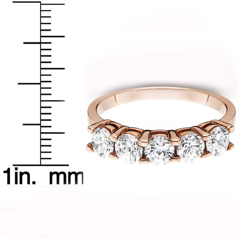14k Rose Gold 1ct TDW Five Stone Diamond Wedding Ring