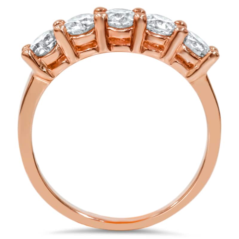 14k Rose Gold 1ct TDW Five Stone Diamond Wedding Ring