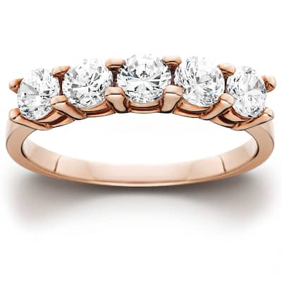 14k Rose Gold 1ct TDW Five Stone Diamond Wedding Ring