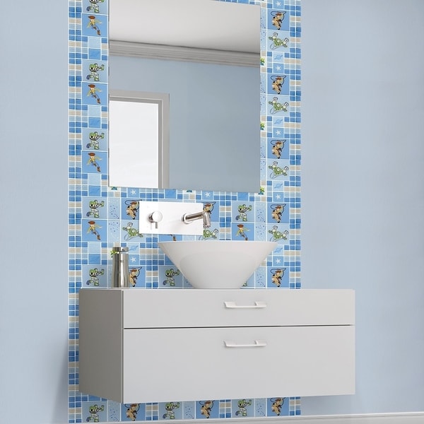 Disney 11.75x11.75-inch Toy Story Blue Glass Mosaic Wall Tile