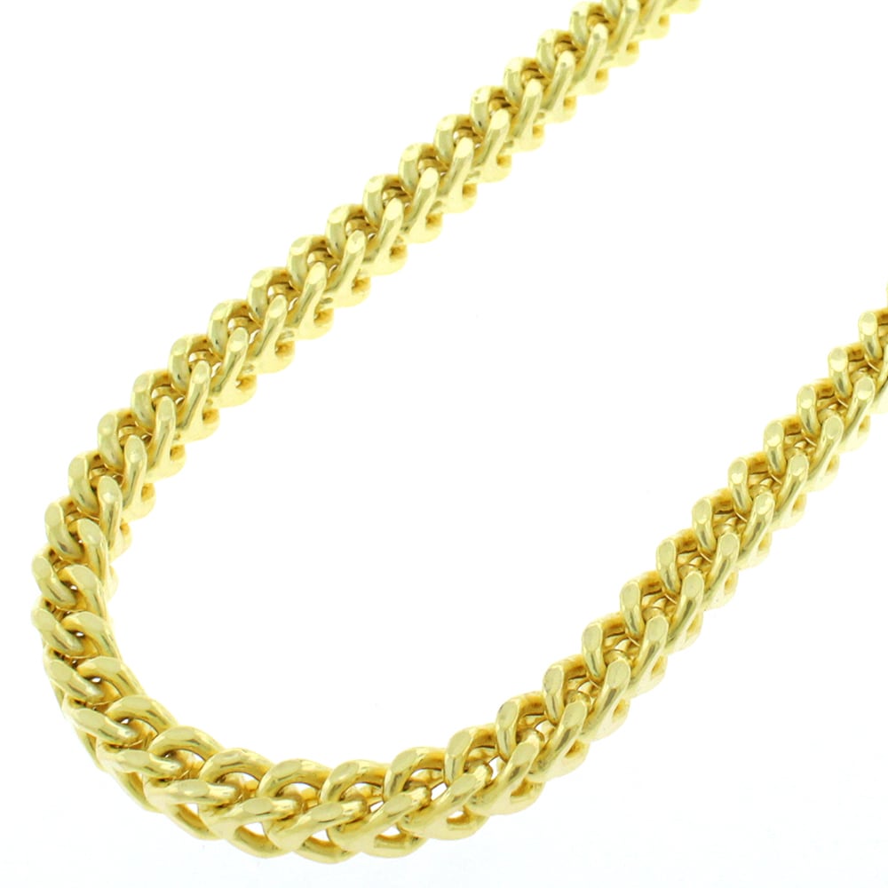 10K Yellow Gold 1.5mm Square Box Franco Wheat Pendant Necklace Chain 22" 