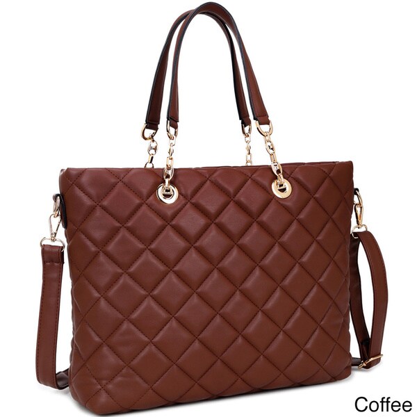 leather quilted tote