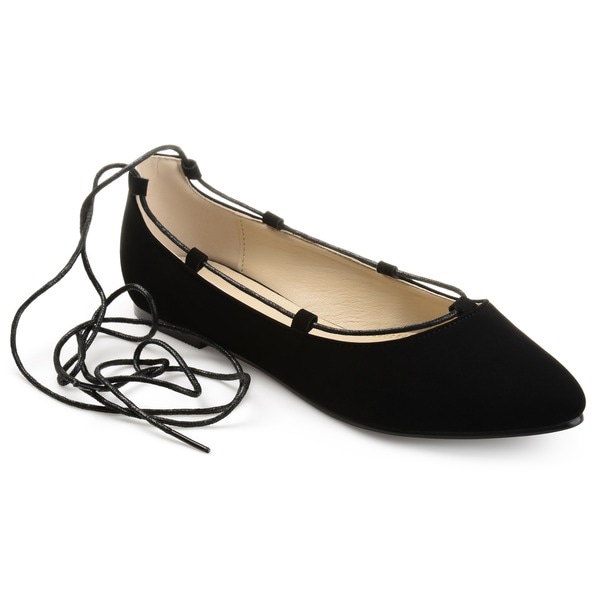 Shop Journee Collection Women's 'Fiona' Lace-up Pointed Toe Ballet ...