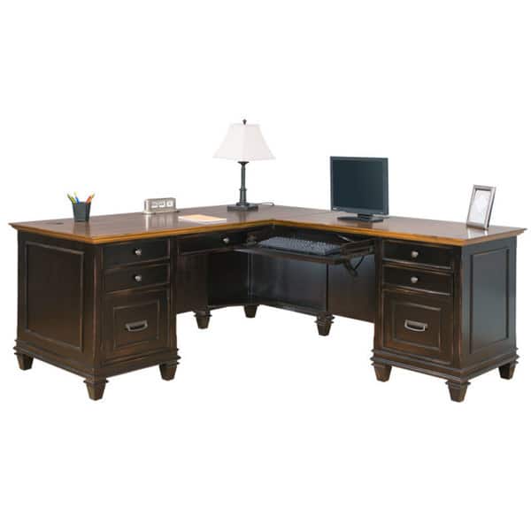 Shop Hatherford Brown Wood L Shaped Desk Overstock 12074133