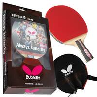 Butterfly 302 Chinese Penhold Table Tennis Racket Set with Ping Pong Paddle Case - ITTF Approved