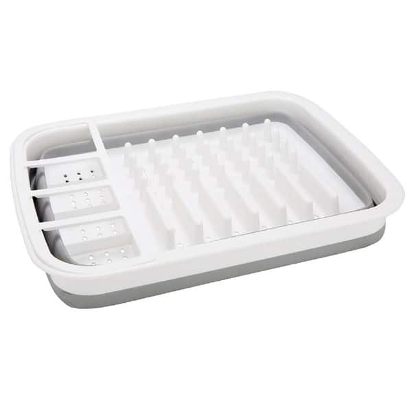 Collapsible Dish Drainer Drainer Rack With Cutlery Divider