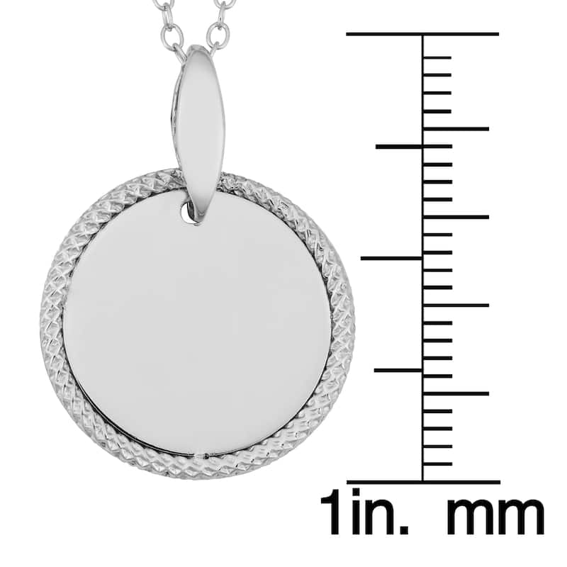 Argento Italia Rhodium Plated Sterling Silver 17mm Round Medal 18-inch Necklace