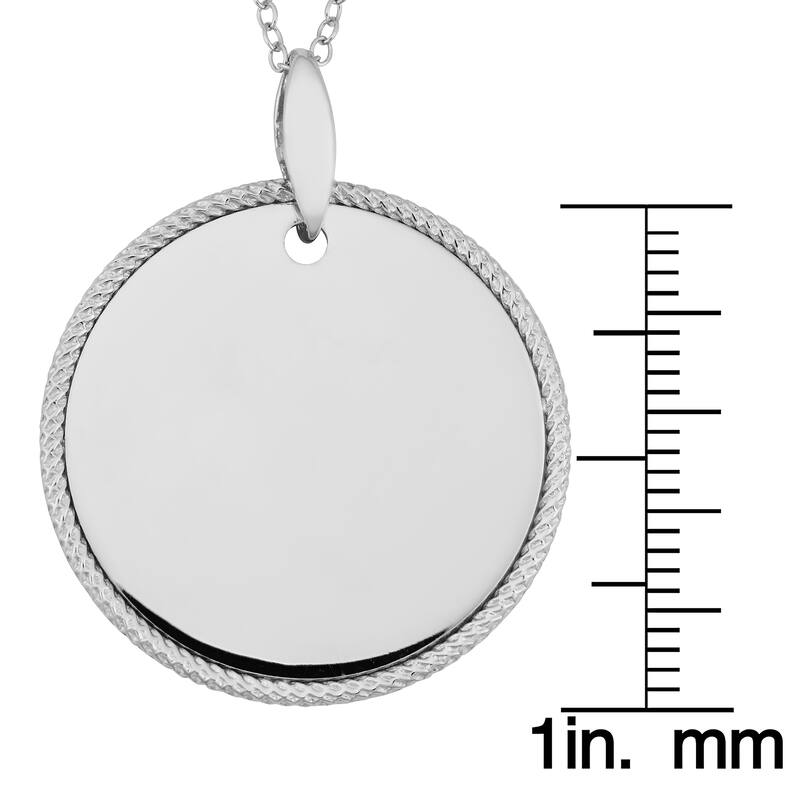 Argento Italia Rhodium Plated Sterling Silver 27-mm Polished Medal Necklace