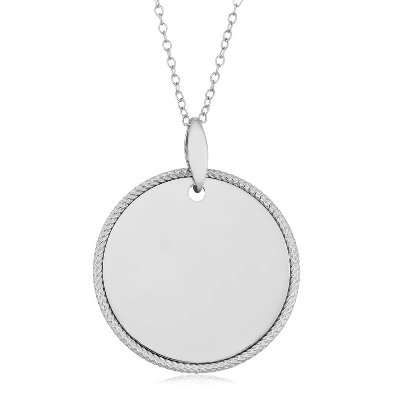 Argento Italia Rhodium Plated Sterling Silver 27-mm Polished Medal Necklace