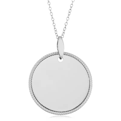 Argento Italia Rhodium Plated Sterling Silver 27-mm Polished Medal Necklace