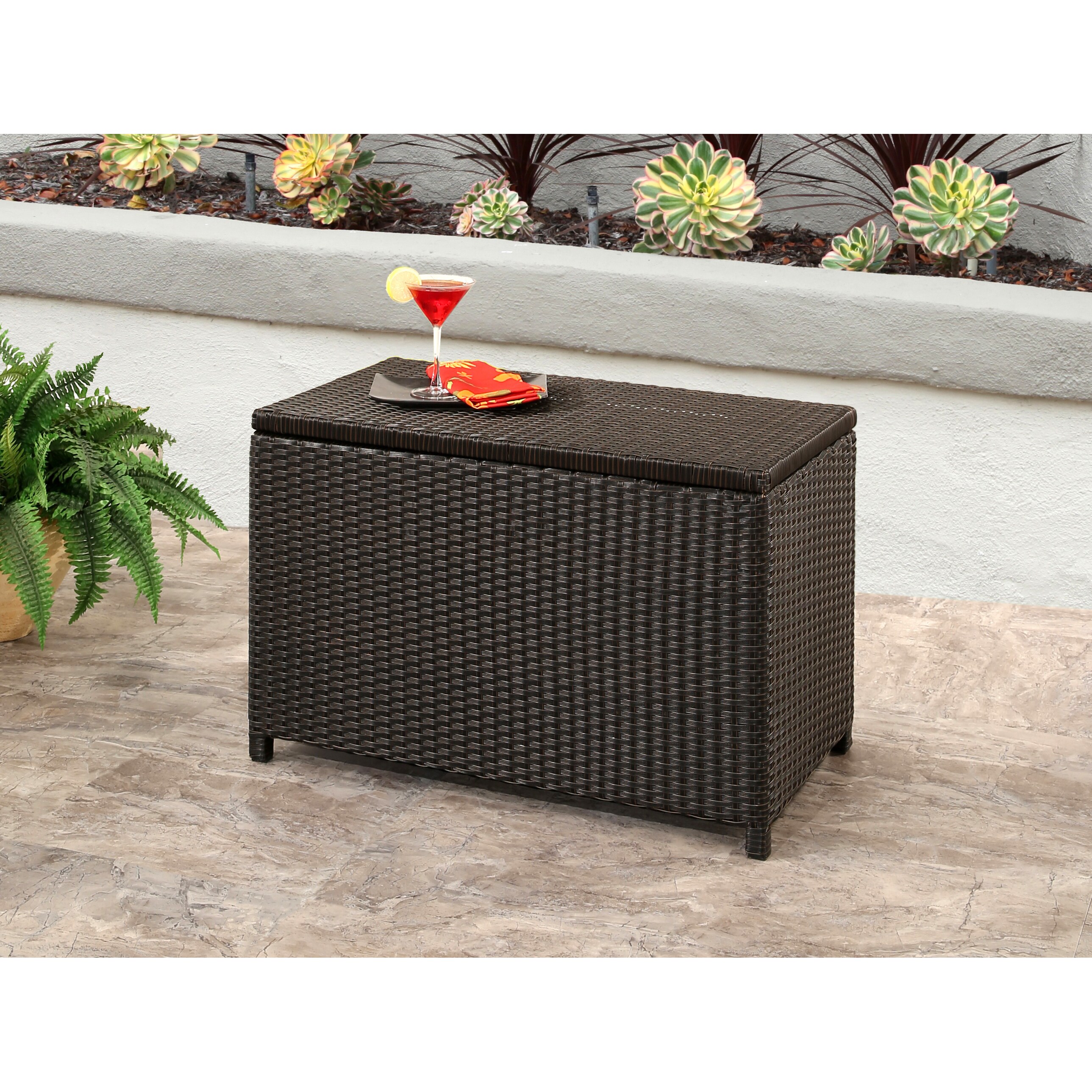 Abbyson Provence Outdoor Storage Ottoman Brown eBay