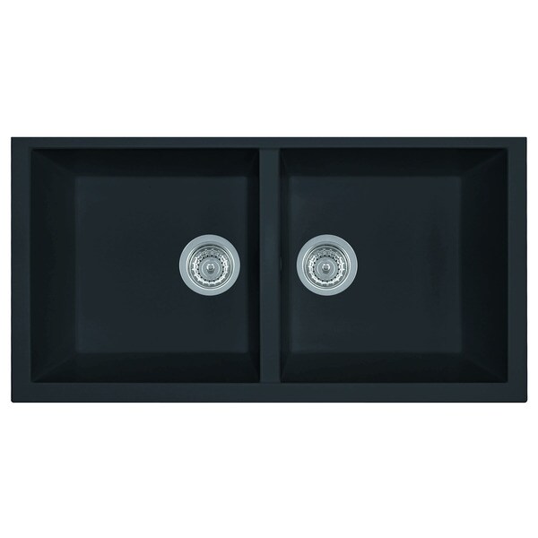 ... Black Granite Composite 34-inch Undermount Double Bowl Kitchen Sink