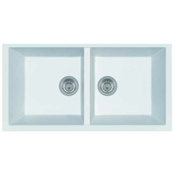 Alfi White Granite Composite 34 Inch Undermount Double Bowl Alfi White Granite Composite 34 Inch Undermount Double Bowl Kitchen Sink