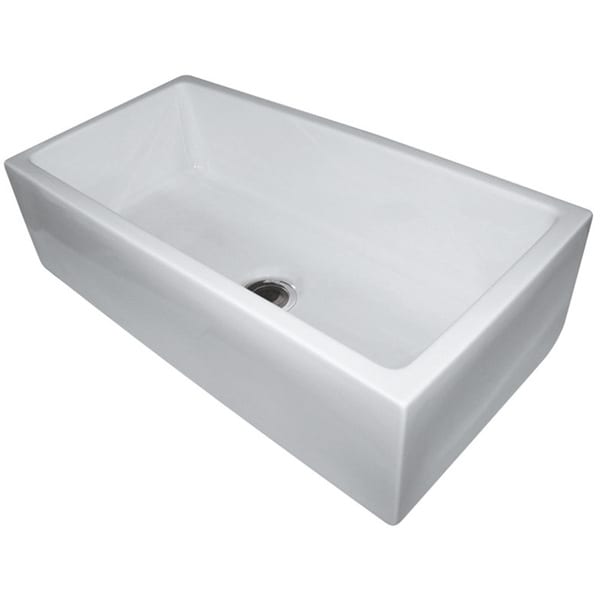 ALFI AB3618HS-B White Fireclay 36-inch Smooth Single Bowl Farm Sink ...