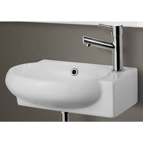 White Ceramic Small Wall-mounted White Porcelain Bathroom Sink Basin